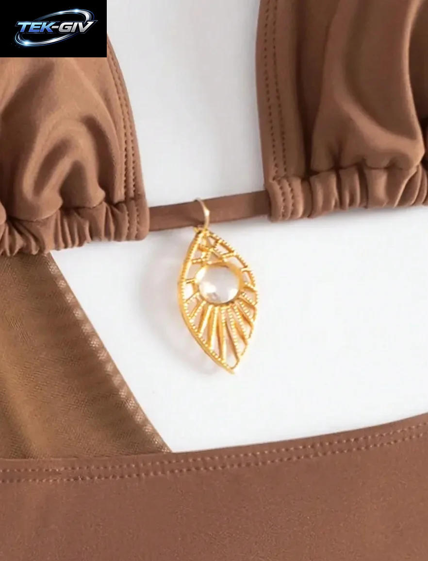 4-Teiliges Sexy Einfarbiges Bikini-Set Mit Transparentem Überzug, Geeignet Für Urlaub, Strandparty, Perfekt Für Neujahr Und Valentinstag