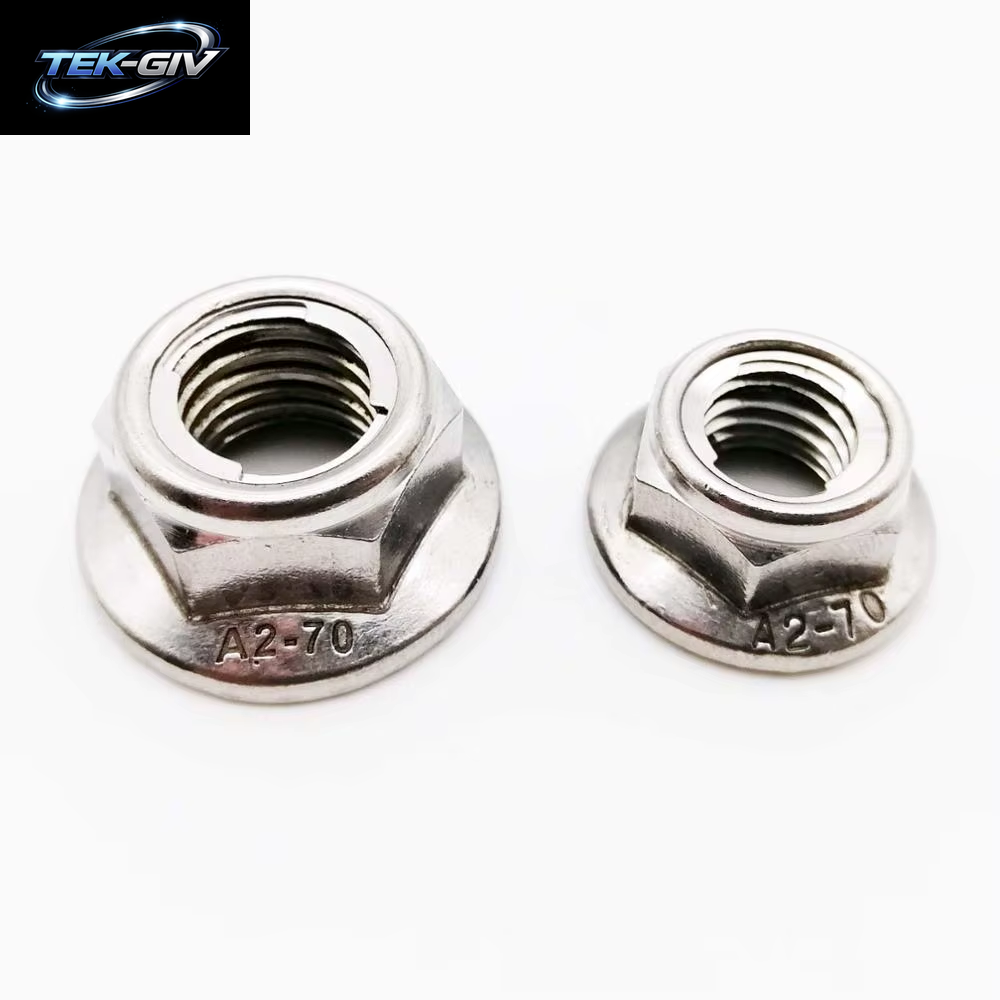 2 Stücke M4-M12 304 Edelstahl Vorherrschende Drehmoment Art Alle Metall Einsatz Sechs Kant Verriegelung Mutter Mit Flansch Hex Selbstsicher Nde Gb6187