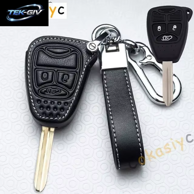 Für Chrysler Pacifica Aspen 300 Dodge Caravan Jeep Wrangler JK Commander Grand Cherokee Zubehör Leder Auto Schlüssel Fall Abdeckung