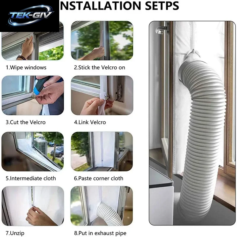 Airlock Fensterabdichtung Für Mobile Klimaanlagen, 3M 4M Flexible Stoffdichtungsplatte Fensterabdichtung Mit Reißverschluss Und Klebefixierung
