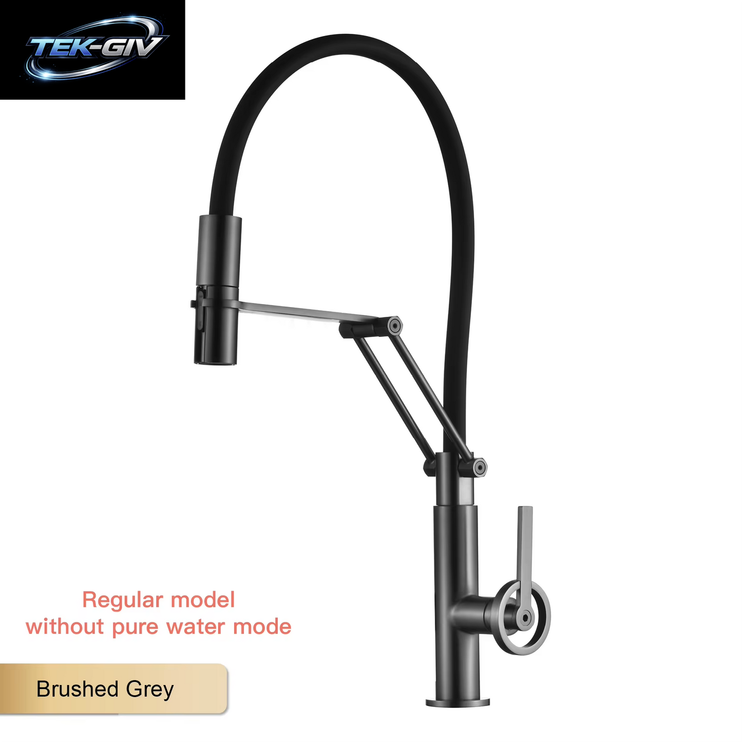 Gun Grey Messing-Küchenarmatur Im Inselstil Mit Gefiltertem Wasser, Herausziehbarem Sprühgerät. 2-Funktions-Waschtischmischer Für Heißes Und Kaltes Wasser Mit Abschleppgriff