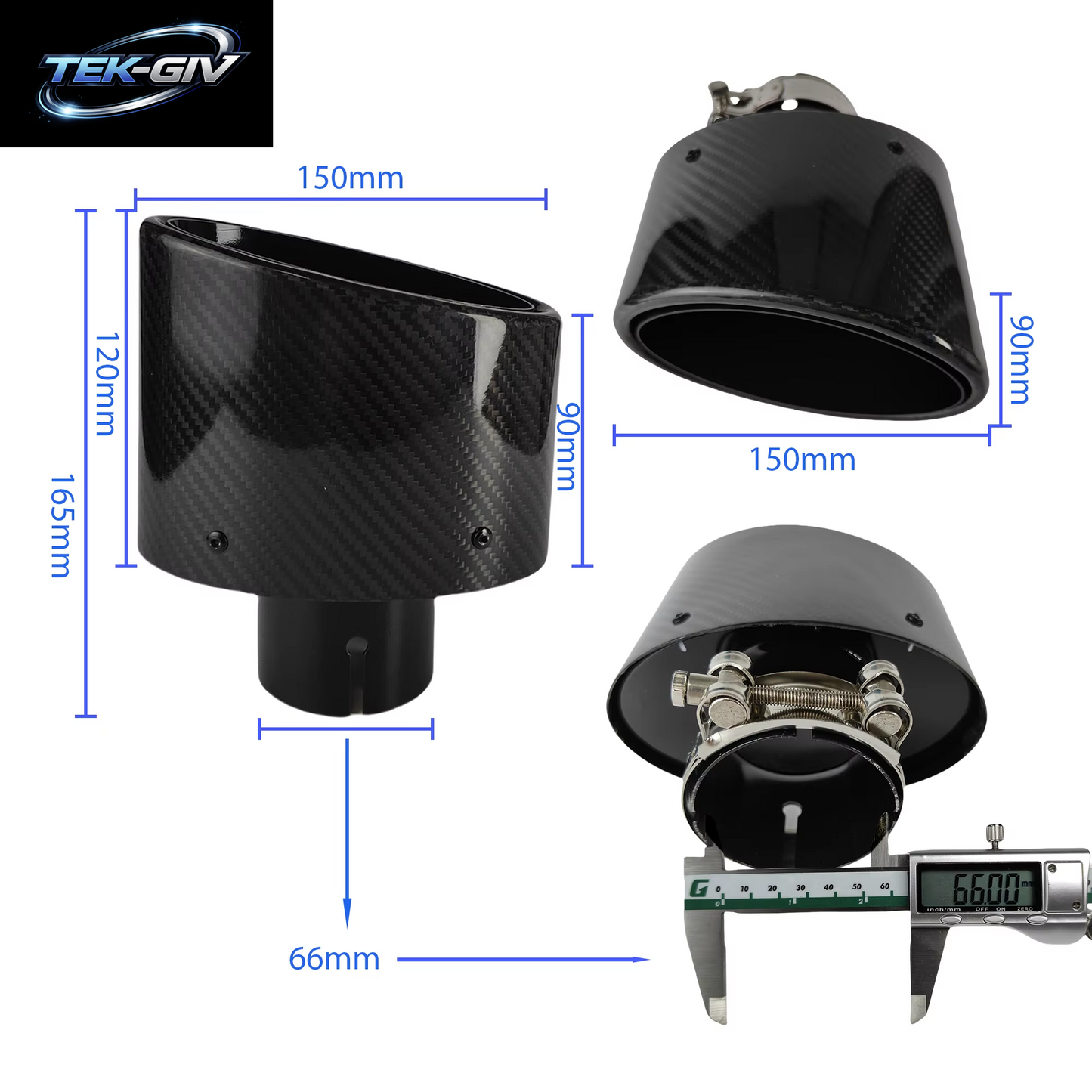 1Pcs Universal Auto Glänzend Carbon Faser Schalldämpfer Spitze Auspuffrohr Düse Dekoration Edelstahl Silber Oval 150Mm Kippen Links Rechts