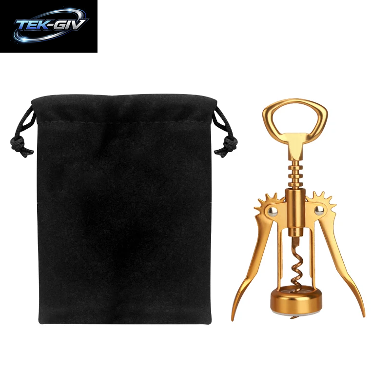 Dunkelgoldener Weinöffner, Flügelkorkenzieher Mit Bierflaschenöffner, Stooper Und Tasche in Geschenkbox Für Die Geschenkidee Von Küchenzubehör