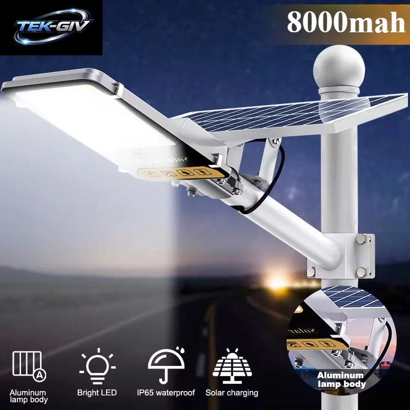Aluminium 8000Mah High Power Solar Licht Outdoor Solar Straße Licht Wasserdichte Straße Licht Für Garage Garten Terrasse Wand Lampe