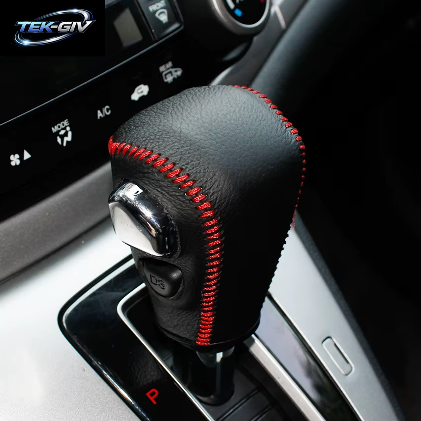Schwarze, Weiche, Handgenähte Auto-Schaltknaufabdeckungen Aus Echtem Leder Für Honda CRV CR-V 2012 2013 2014, Automatik