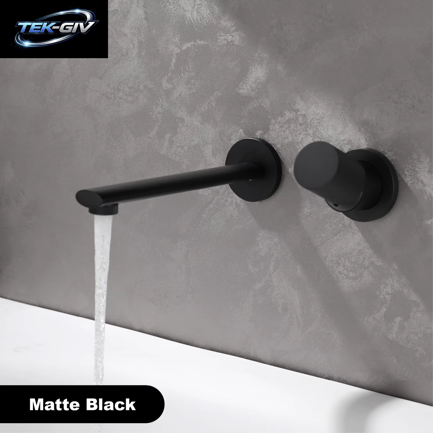 Luxuriöser, an Der Wand Montierter Badezimmerhahn Aus Gebürstetem Goldmessing Mit Einstellbarem Wasservolumen. Eingebettetes Design Für Warm- Und Kaltwasser-Waschtischarmaturen