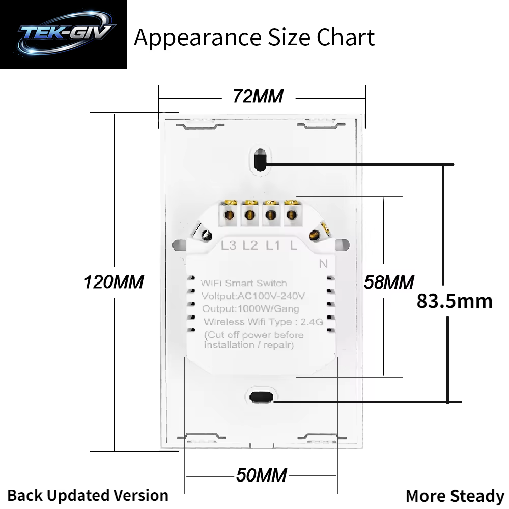 Tuya Smart Switches UNS RF433 1/2/3 Gang Kein Neutralleiter Touch Sensor LED Licht Wifi Wand Schalter Smart Home Alexa Google Hause