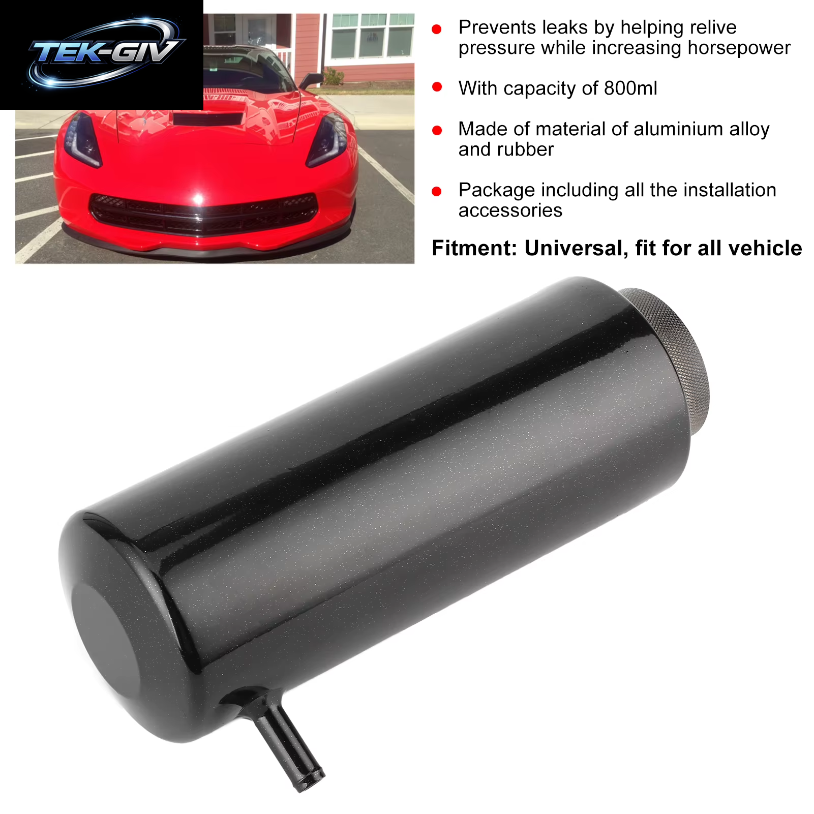 Universal Kühlmittel Kühler Kühlmittel Tank 800Ml Ausgleichs Behälter Kühl Verschluss Flasche Überlauf Behälter Aluminium Autozubehör