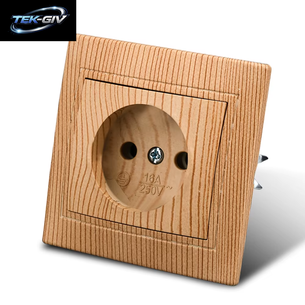 WESA Holzsteckdose, 16 A, Eu-Standard, Steckdose, Nicht Geschliffen, 86 Mm X 86 Mm, Flammhemmende Kunststoffplatten-Wandsteckdose