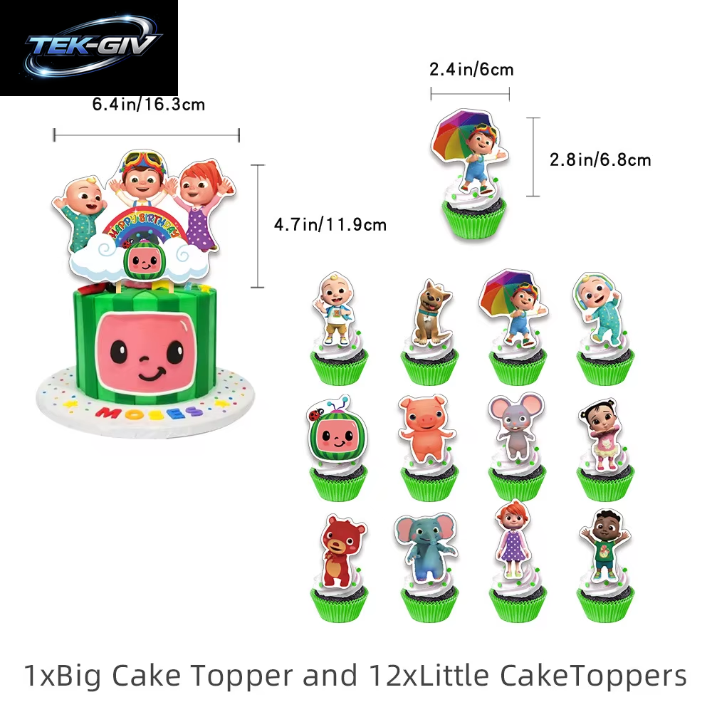 Cocomelon Ballon JJ Melone Wassermelone Spielzeug Alles Gute Zum Geburtstag Banner Party Dekoration Hintergrund Kuchen Topper JOJO Einweggeschirr