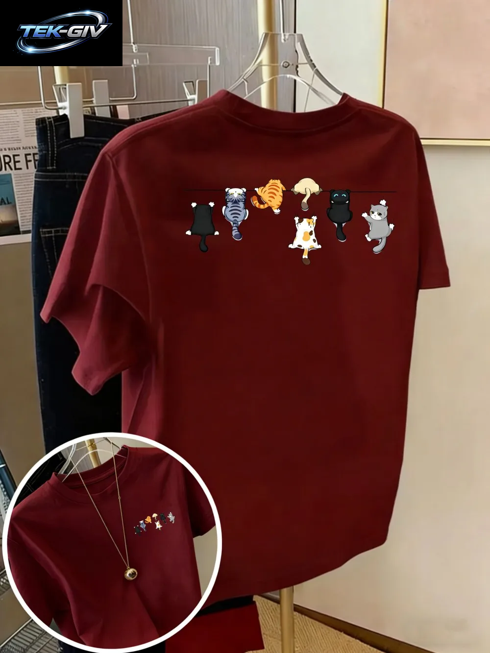 Cartoons Cats Prints T-Shirts Sommer Damen Baumwoll-T-Shirts Basic O-Ausschnitt Oversize Kurzarm-Tops Casual Street Woman Kleidung