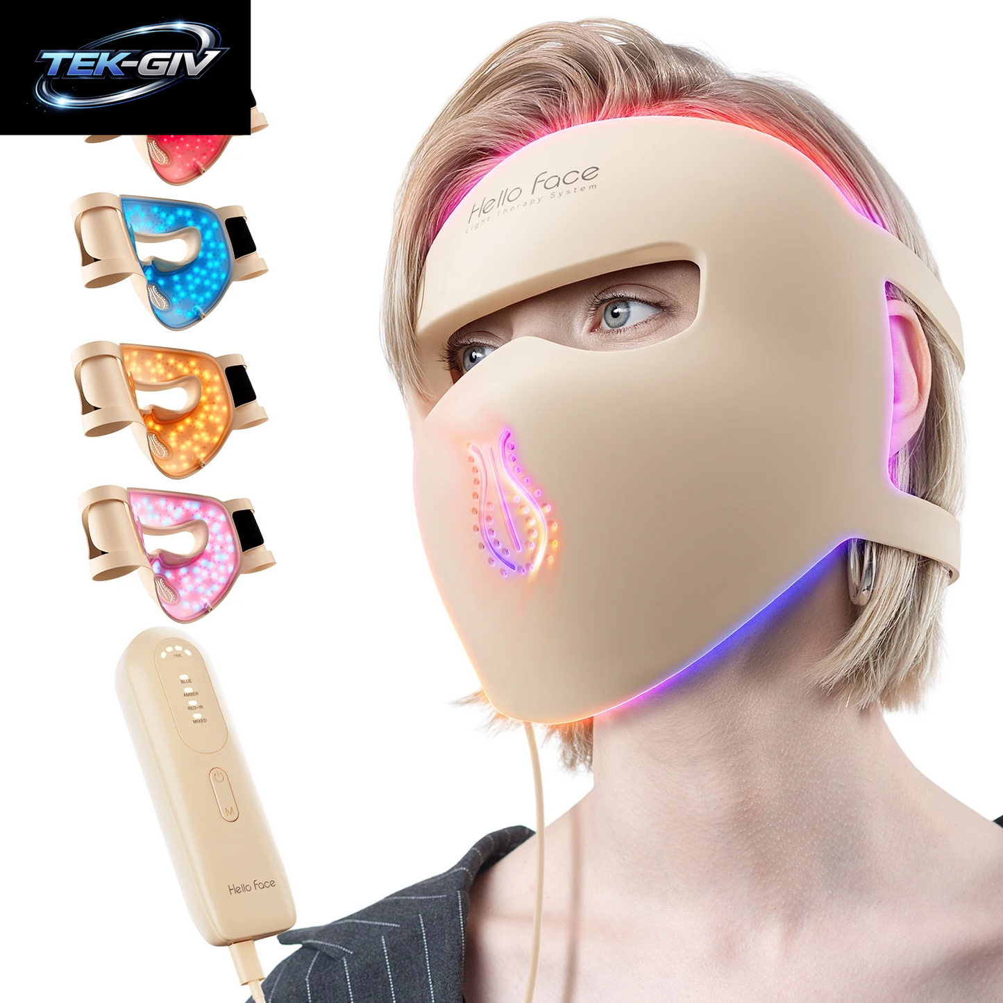Tragbare Hello Face M300 4D Maske 311 Leds Lichttherapie-Maske Rot Nahinfrarot Gesichts- Und Halsmaske Hautfreundliche Silikonmaske