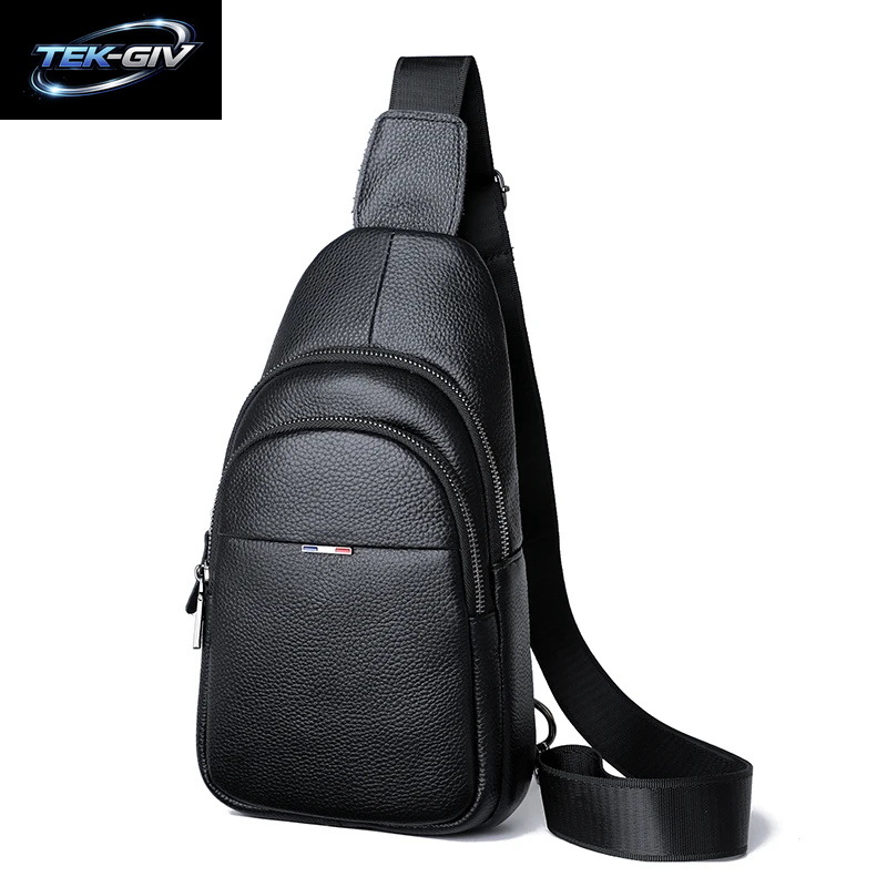 100% Echtes Leder Männer Brust Tasche Männlichen Schulter Tasche Messenger Tasche Lässige Umhängetasche Mode Männer Reinheit Handtasche