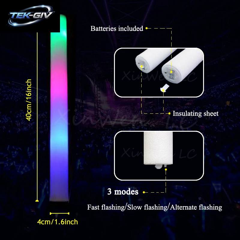 30 Stück RGB LED Glow Foam Stick Bulk Bunte LED Glow Sticks Cheer Tube Dark Light Geburtstag Hochzeit Party Supplies
