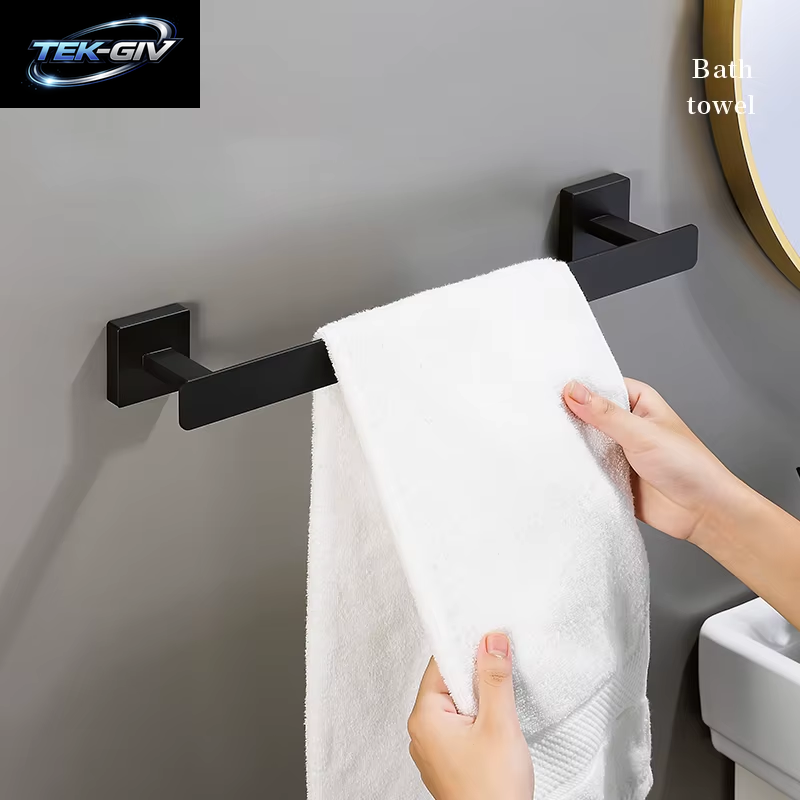 Mattschwarz Badezimmer Zubehör Set Wand Halterung Handtuch Bar Handtuch Ring Rollen Papier Halter Robe Haken Edelstahl Hardware Set
