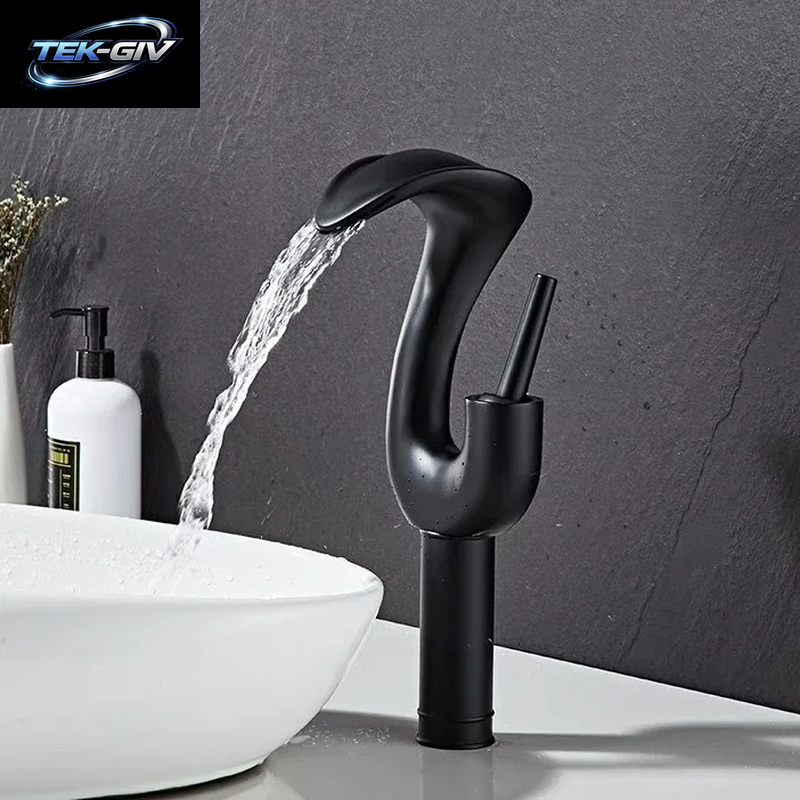 Weißer Cobra-Design Badezimmer-Waschtischhahn – Wasserfall-Mischbatterie Mit Kalt- Und Warmwasser-Keramikventil, Wassersparend, Weiß