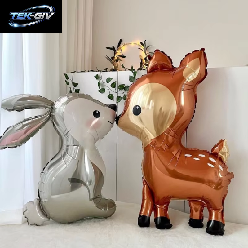 Cartoon Tier Kaninchen Hirsch Folienballon Kinder Geschenke Geburtstag Party Dschungel Tier Thema Dekoration Eichhörnchen Fuchs Bär Helium Globos
