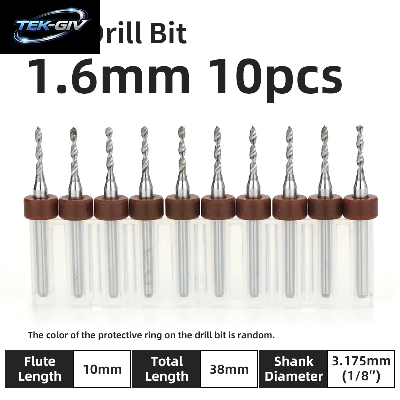 TOOLEYE 10-Teiliges Pcb-Bohrer-Set, Mikrobohrer, Leiterplatte, 1/8 Zoll Schaft, Mini-Cnc-Bohrer, 0,1–3,175 Mm Bohrwerkzeuge