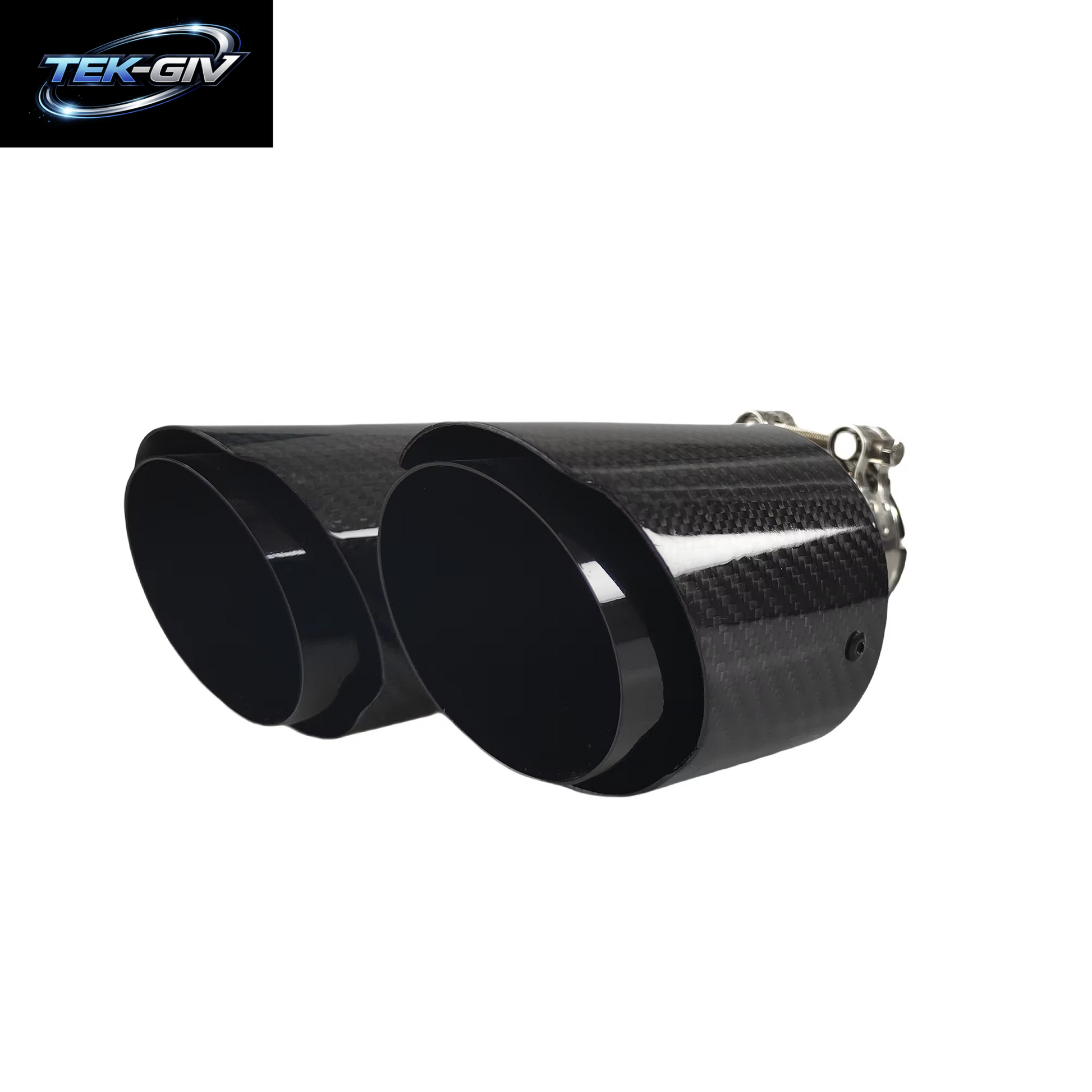 1 Stück Universal Auto Kohlefaser Schwanz Throat Länge Schwarz Y-Förmig Double Out Twill Glänzend Auspuff Schalldämpfer Spitze