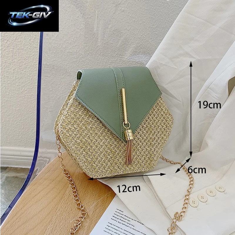 Yogodlns Sommer Stroh Tasche Für Frauen Mode Halbkreis Umhängetaschen Rattan Handgemachte Messenger Handtasche Reise Strand Taschen Tote
