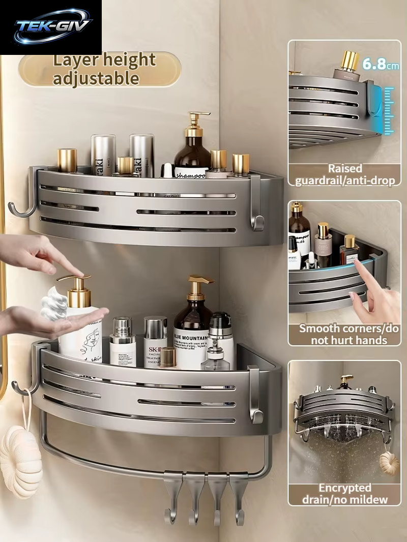 Keine Notwendigkeit, Wand Zu Bohren Für Die Installation, Badezimmerregal Aus Aluminium, Shampoo-Regal, Aufbewahrungshalter, Küchen-Organizer, Wandregal