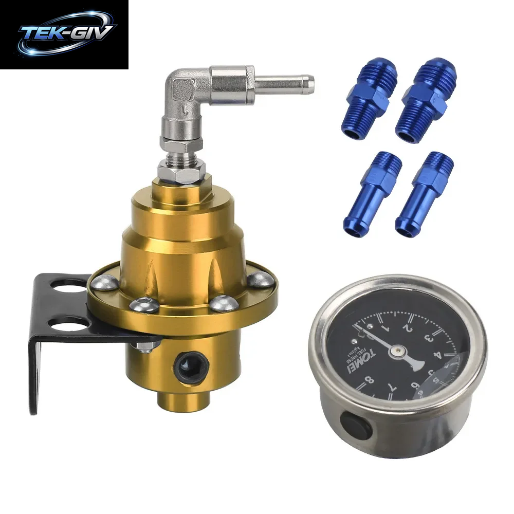 Einstellbarer Kraftstoff Druckregler Mit Manometer-Kit 7 Farben Aluminium-Fahrzeug-Nachfüll Kraftstoff Lader