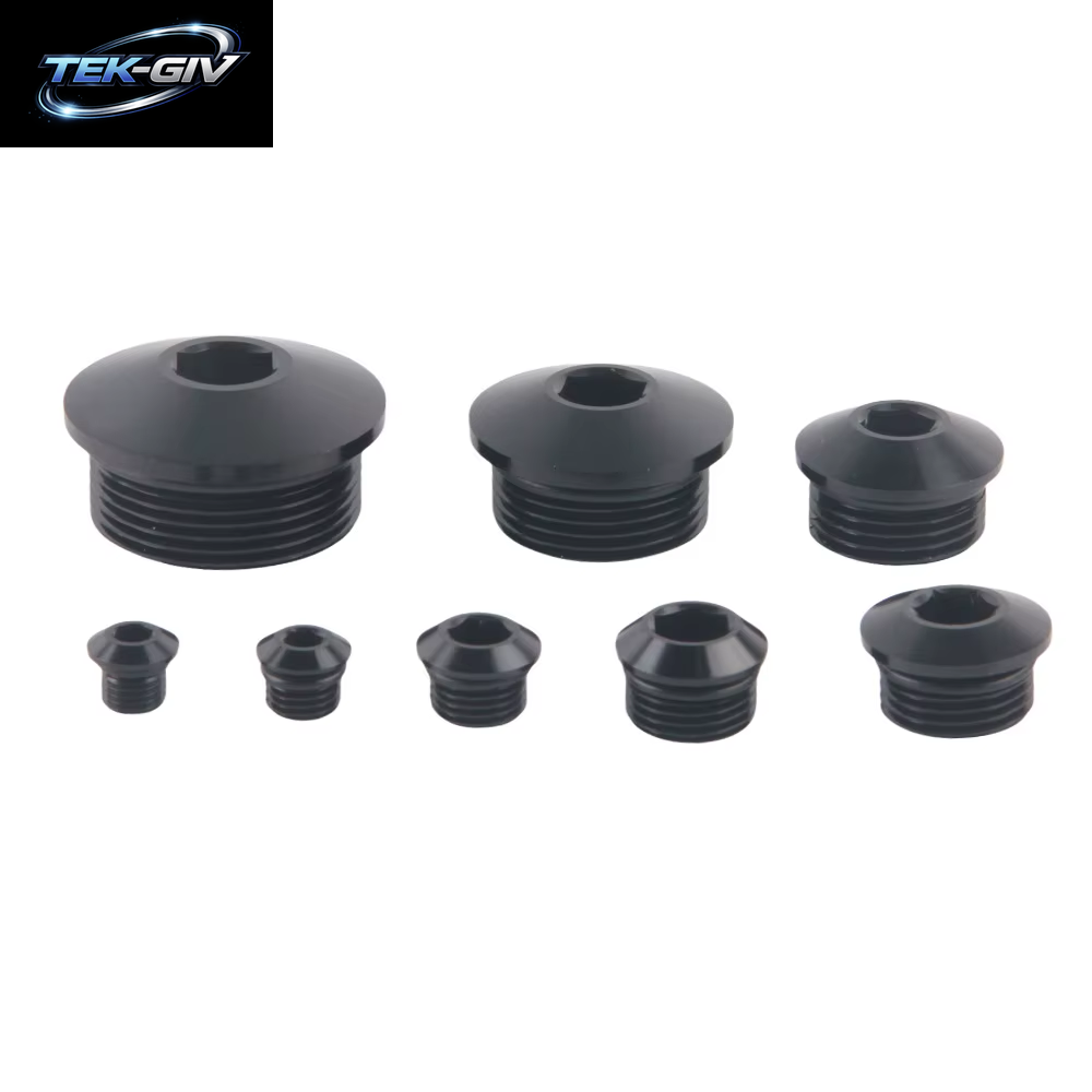 Aluminium AN3 AN4 AN6 AN8 AN10 AN12 AN16 AN20 ORB Sockel Sechskant O-Ring Boss Stecker SCHWARZ