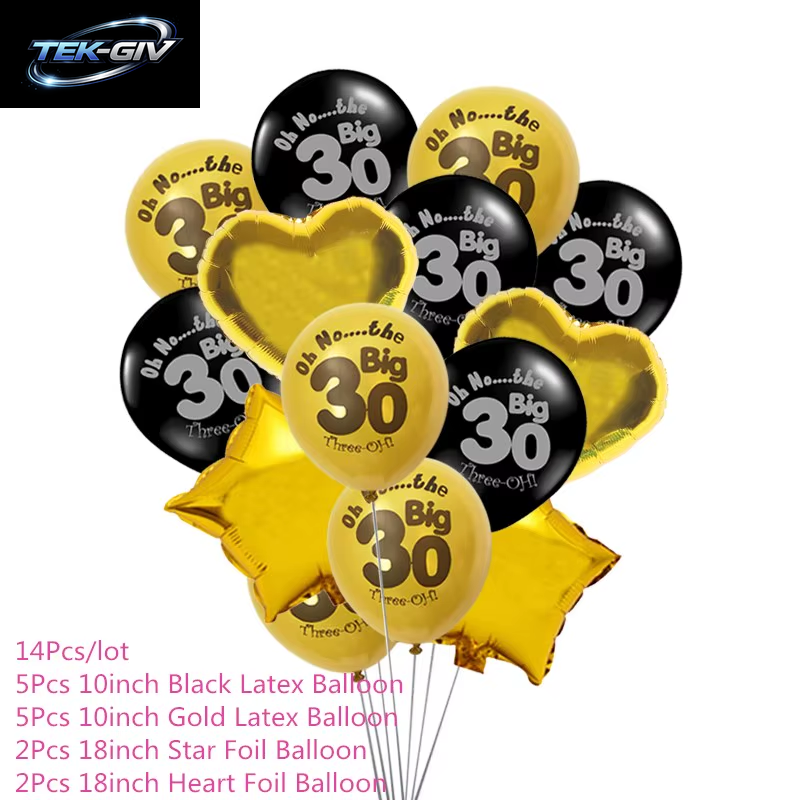 Schwarzgold 30 40 50 60 Jahre Geburtstag Latexballons Erwachsene Männer Frauen Alles Gute Zum Geburtstag Party Dekor Hochzeit 30. Jahrestag Zubehör