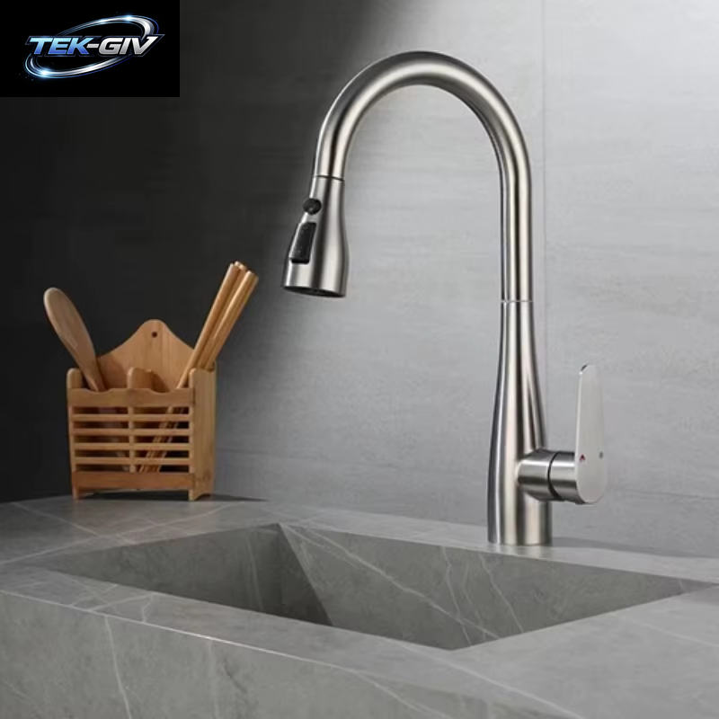 GEGVE Küchenarmaturen, Abnehmbarer Küchenspüle-Wasserhahn, Teil, Wasserhahn, Mischbatterie, Manuell, Israel-Küchenarmatur, Angepasst an Israel, Messing Gebürstet