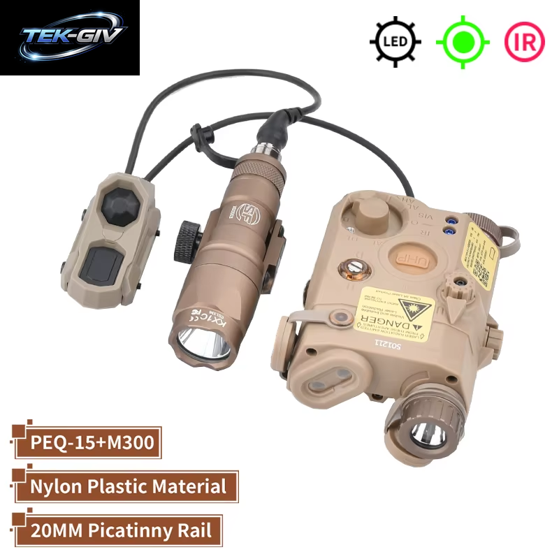 WADSN Taktische PEQ 15 Rot/Grün/Blau Laser & SF M300A/M600C Taschenlampe & AXON Remote Sitch Set IR Fülllicht Für Airsoft Jagd