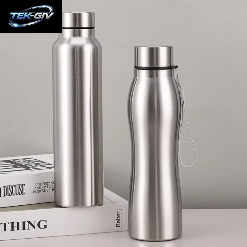 Hochwertige 1000 Ml Edelstahl-Sportwasserflasche, Einlagiger, Robuster Wasserbecher, Metallflasche, Trinkgeschirr, Camping, Sport, Fitnessstudio