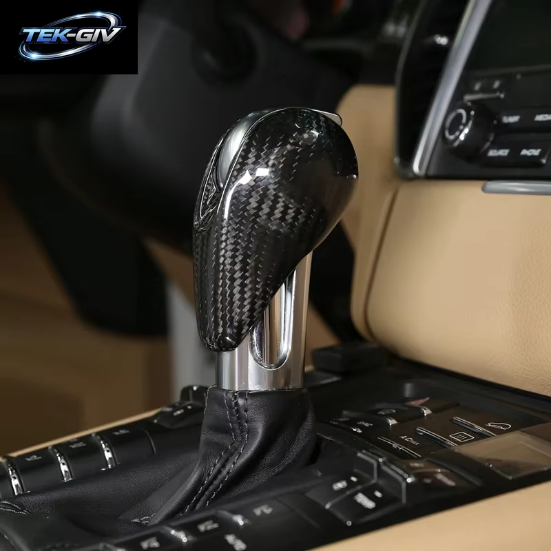 Real Carbon Fiber Auto Getriebe Shift Kopf Abdeckung Trim Für Porsche MACAN 718 911 Panamera 970 Cayman Boxster 2009-2021 Auto Zubehör
