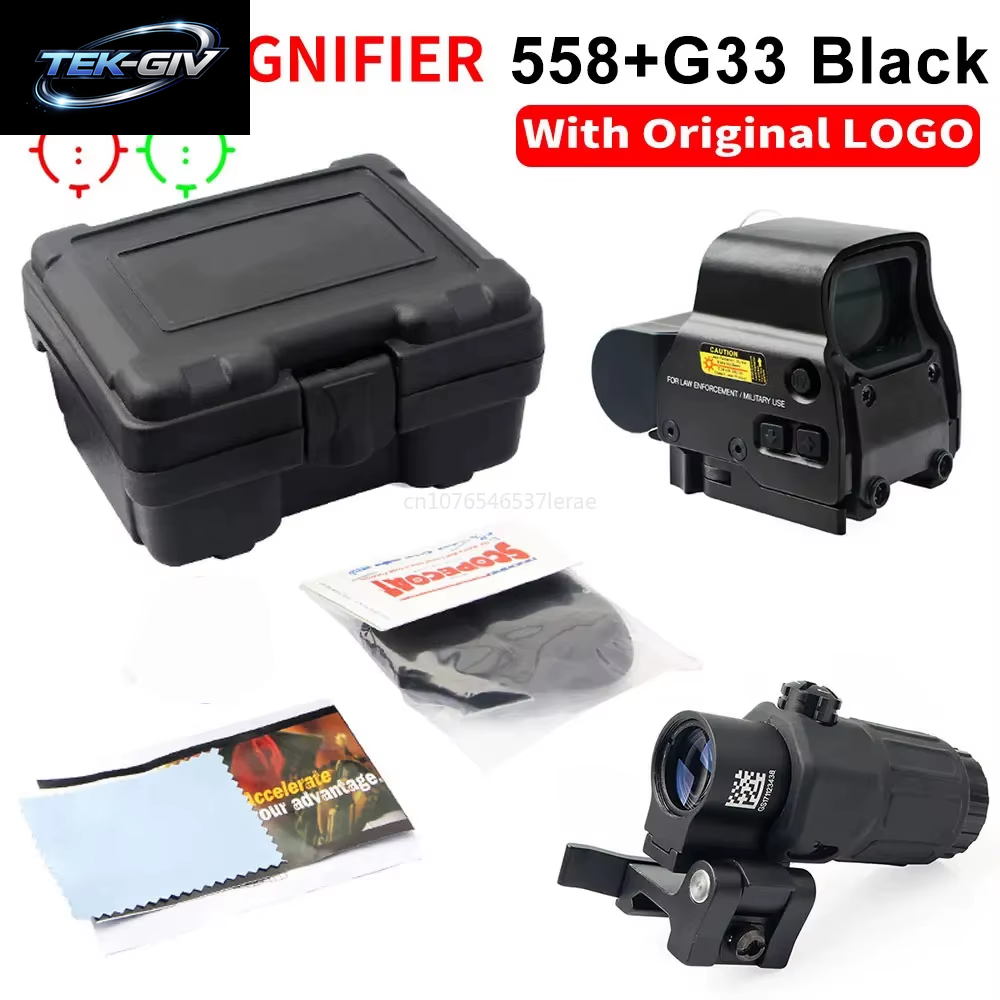 EOTECH 558 Holografisches Kollimator-Rotpunktvisier G43/G33 3X G45 5X Vergrößerungsglas Airsoft Jagdausrüstung Mit 20Mm Schienenmontage & Qd-Hebel