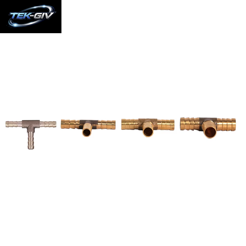 6 Mm 8 Mm 10 Mm 12 Mm Massives Messing-T-Stück 3-Wege-Kraftstoffschlauch-Verbindungsstück Für Luft, Öl, Gas, Kraftstoffzüge, Messing-Widerhaken-Rohrverschraubung