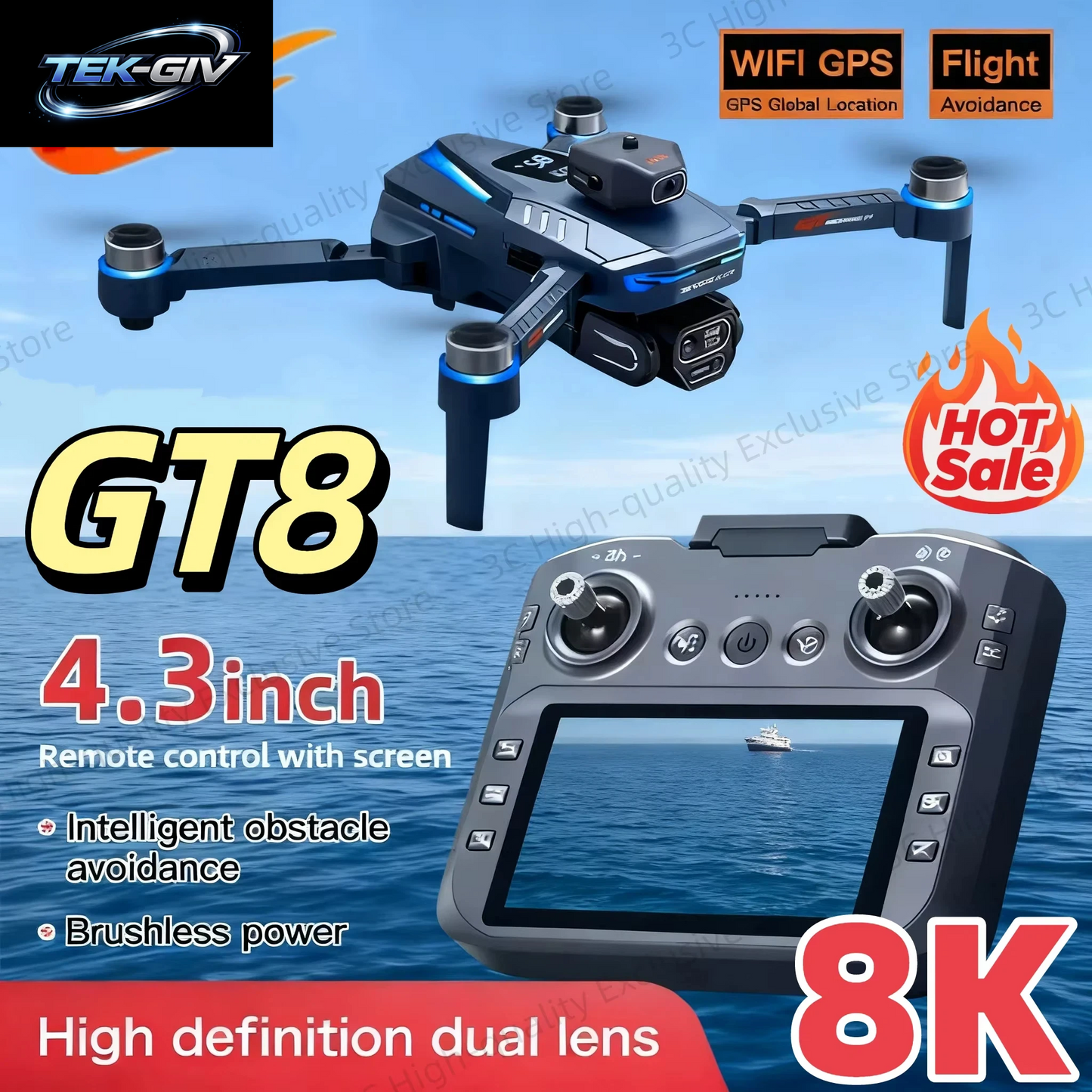 Neue GT8 Drohne 8K HD Professionell 360 ° Dual-Kameras GPS 5G WLAN Bürstenlose Motoren Hindernisvermeidung Faltbarer Quadcopter 2026