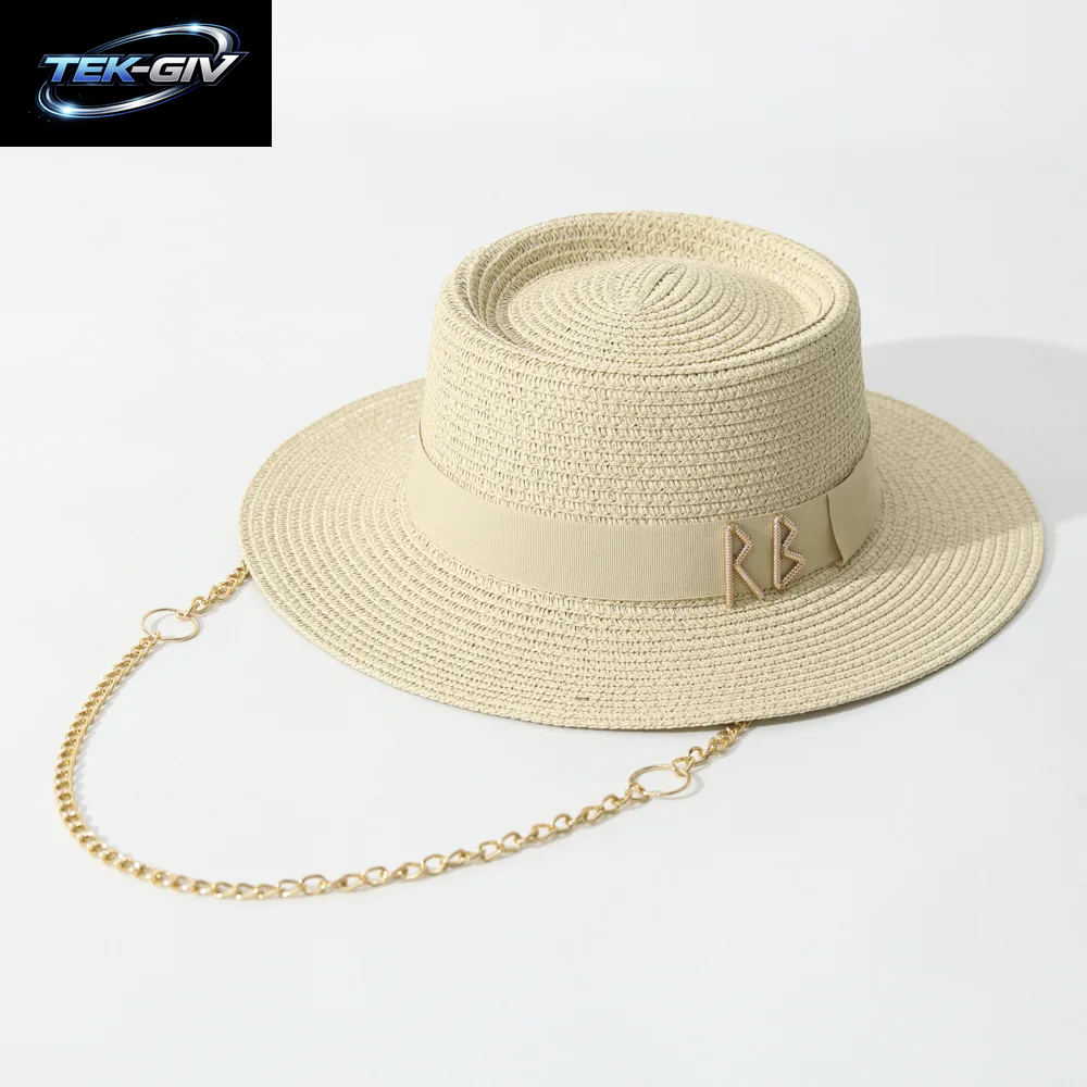 Sommer Strohhüte Für Frauen Band Dekoration Elegante Damen Party Kleid Hüte Reise Strand Sonnenhut Chapeau Femme