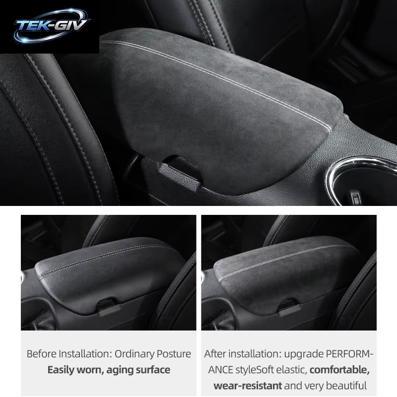Für Ford Mustang 2015-2023 Hergestellt Aus Alcantara Wrap Mittelkonsole Armlehne Box Abdeckung Panel Trim Auto Innen Tuning Zubehör