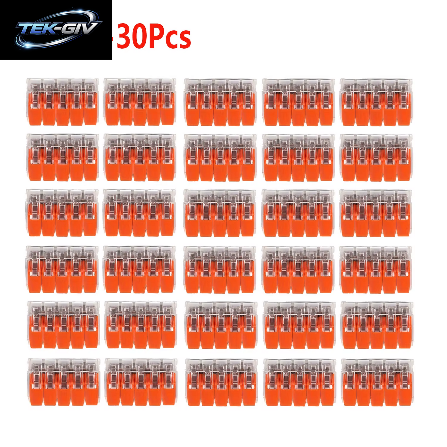 30-Teiliges Set Orangefarbener Kombinationskabelanschlüsse, 2-Port/3-Port/4-Port/5-Port-Schnellkabel, Elektrische Mantelverbindungsklemmen