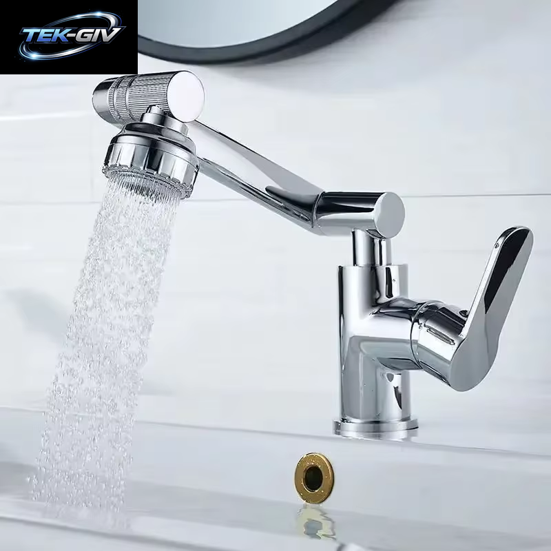Küchenarmatur Küchenspüle Wasserhahn Edelstahl 1080° ° Rotierendes Wand-Wasserhahn-Waschbecken Für Kalt- Und Warmwasser Für Badezimmer Und Küche