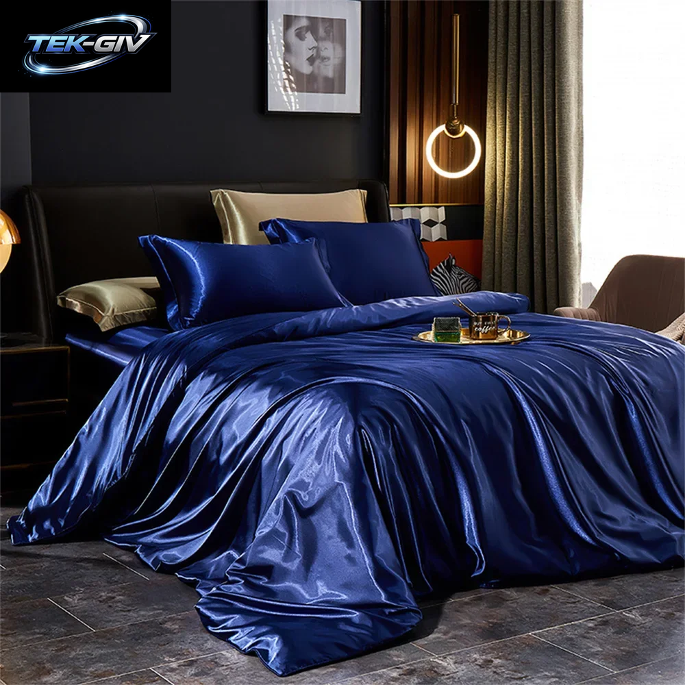 Bettwäsche-Set Aus Massiver Seide Mit Bettbezug, Bettlaken, Kissenbezüge, Luxuriöser Satin, Einzelbett, Doppelbett, Bettlaken, King-Size-Bett, Queen-Size-Bett