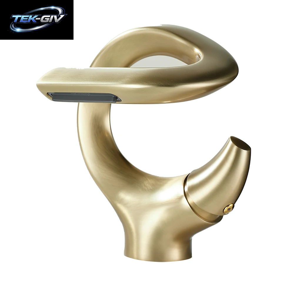 Neues Design Becken Wasserhahn Messing Bad Waschbecken Wasserfall Heiß-Und Kaltwasser Mischer Wasserhahn Einhand Kran Chrom Schwarz Mischbatterie