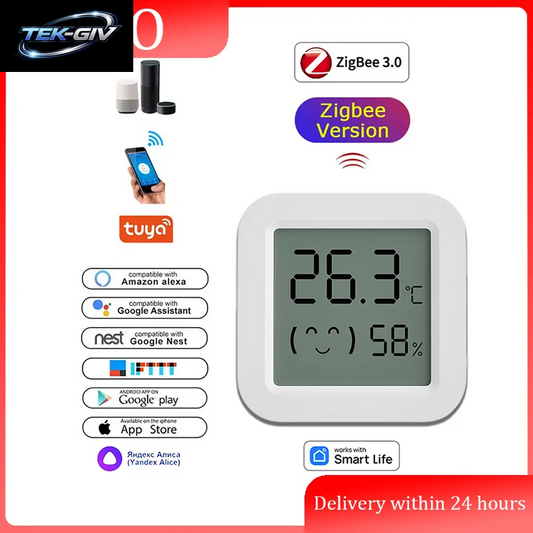Zigbee 3.0 Temperatur- Und Feuchtigkeitssensor, App-Fernbedienung, Thermometer Über Tuya Smart Life Für Smart Home, Funktioniert Mit Yandex Alexa