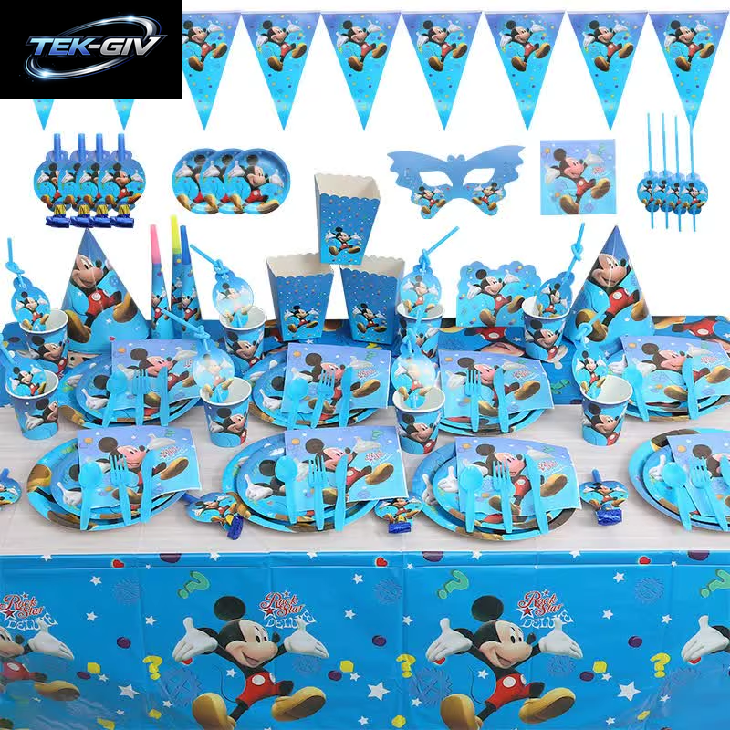 Mickey Mouse Geburtstag Party Dekoration Geschirr Candy Box Banner Tischdecke Hintergrund Ballon Für Kinder Geburtstag Party Supplies