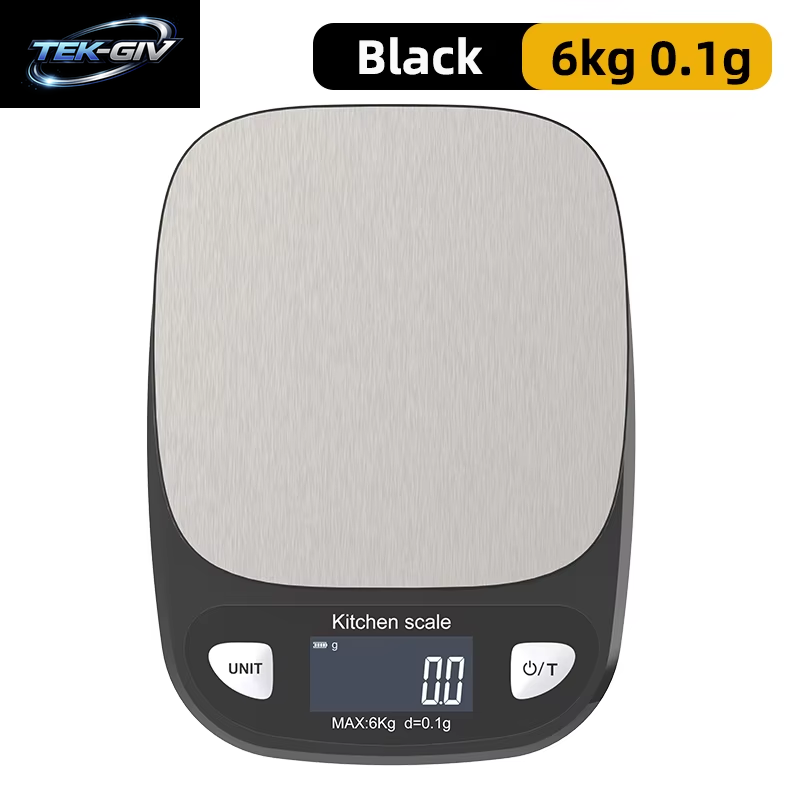 Wiederaufladbare Küchenwaage, Edelstahlplatte, Tragbare Küchen-Lebensmittelwaage, 6 Kg/12 Kg, Genaues Wiegen, Elektronische Digitalwaage