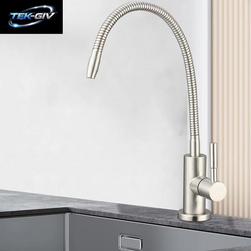 1/4 Zoll Küchenwasserfilterhahn, Flexibler Trinkhahn, Wasserreiniger, Wasserhahn, Küchenarmatur Aus Edelstahl 304