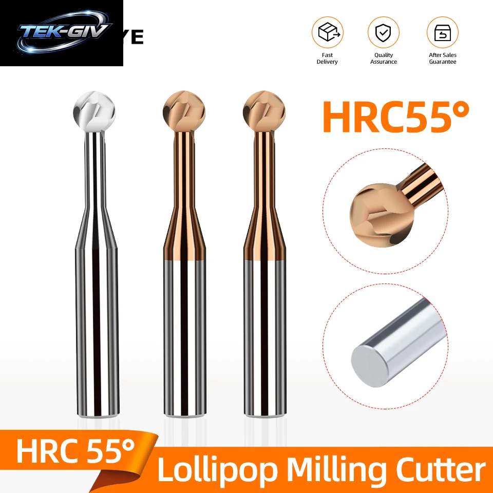 TOOLEYE Hartmetall Lollipop Kugelkopffräser Abgerundete T-Schaftfräser Wolframstahl Cnc-Fräser Cnc-Werkzeuge Für Die Metallbearbeitung