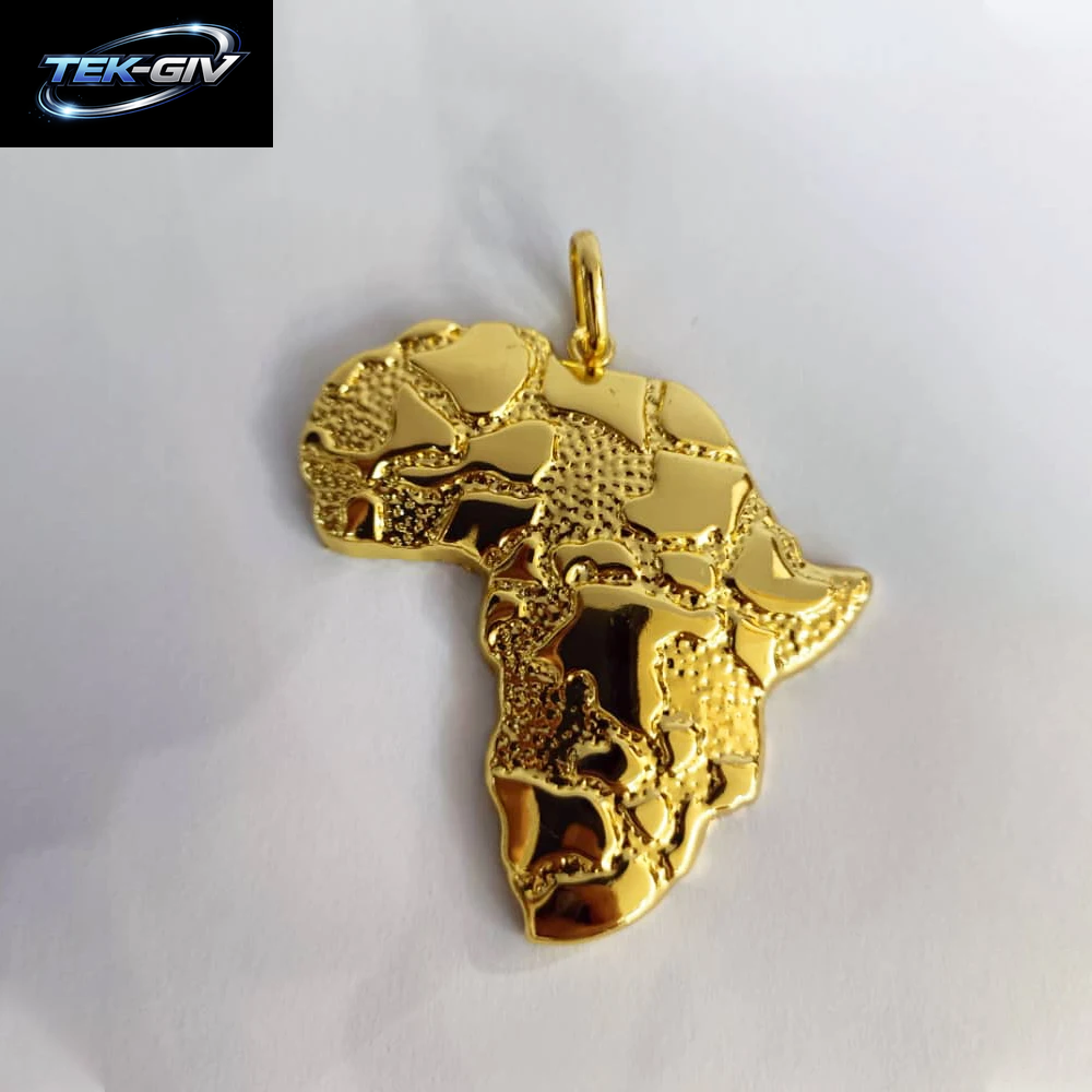 Karte Der Afrikanischen Anhänger-Halskette Für Männer Und Frauen, Goldfarbe, Hip Hop, Beliebte Halskette, Luxuriöser Edelstahl, Kupferkette J
