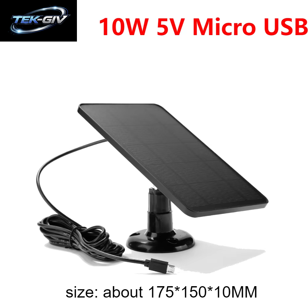 20/10 W Solarpanel Micro USB & USB-C Port Solarladepanel 9,8 Fuß Ladekabel 360 ° Einstellbare Montage Für Überwachungskamera