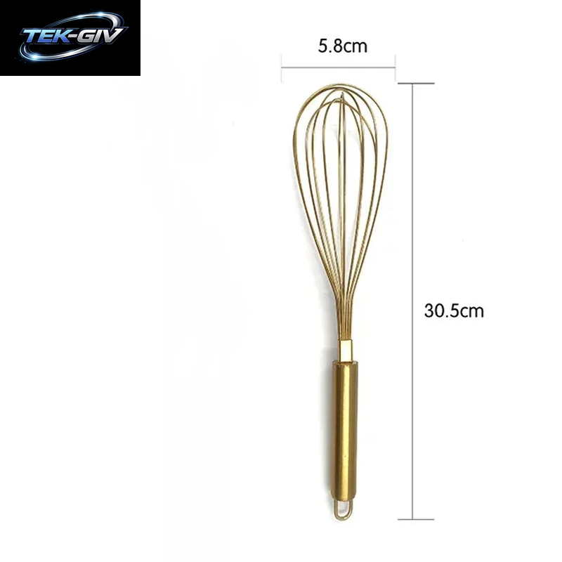 1Pcs Gold Edelstahl Schneebesen Hand Schneebesen Ei Mischer Backen Kuchen Werkzeug Backen Set Home Egg Werkzeuge Küche Zubehör F
