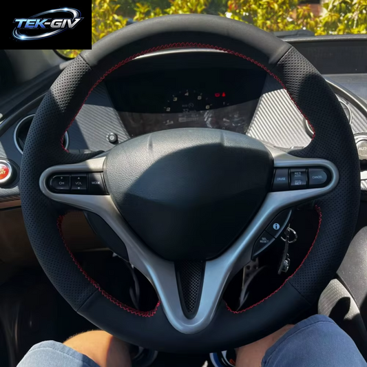 Angepasst Hand Nähen DIY Auto Lenkrad Abdeckung Schwarz Leder Geflecht Für Lenkrad Für Honda Civic Alte Civic 2006-2011
